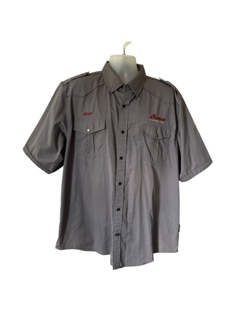 Indian Motorcycles Work Shirt Staff Riding Embroidered Size Xlarge Gray